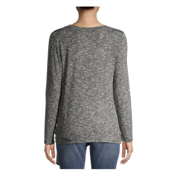 NWT Time and Tru Maternity Gray Long Sleeve Side Tie Stretch T-Shirt Size Small - Picture 3 of 5